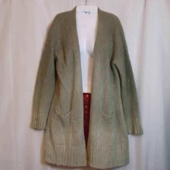 Anthropologie Alpaca & Merino Wool Two Tone Green Cardigan Size S. - Picture 4 of 14
